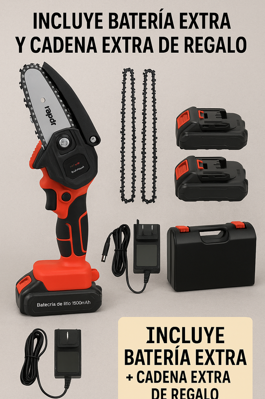 PowerSaw Pro™ – Potencia compacta, cortes sin esfuerzo. Con batería y cadena de regalo