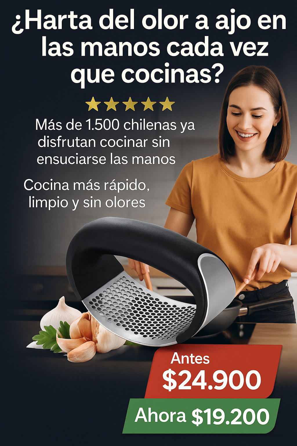 AjoPress™ EasyCrush / Sin olor en las manos